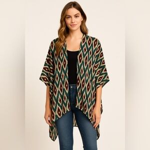 Tribal Aztec Sheer Kimono Cardigan Women’s One Size Open Front Boho Festival